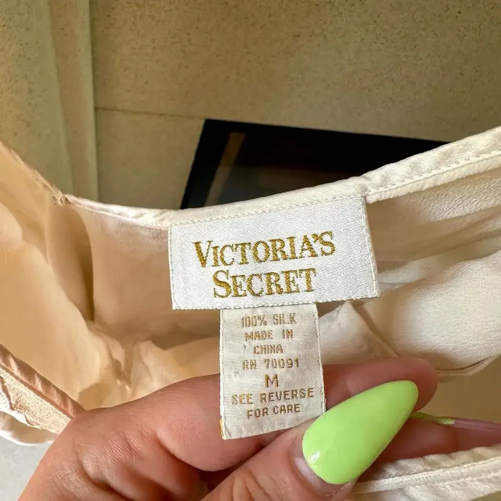 Victoria's Secret Vintage 100% Silk Cream Slip Dress